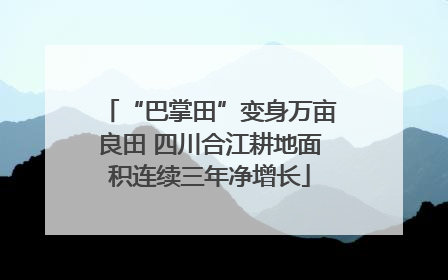 “巴掌田”变身万亩良田 四川合江耕地面积连续三年净增长