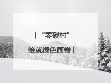 “零碳村” 绘就绿色画卷
