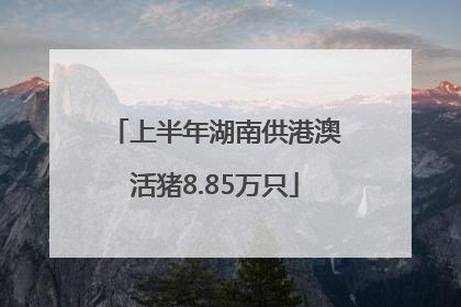 上半年湖南供港澳活猪8.85万只