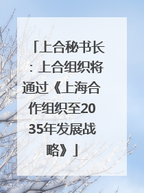 上合秘书长：上合组织将通过《上海合作组织至2035年发展战略》