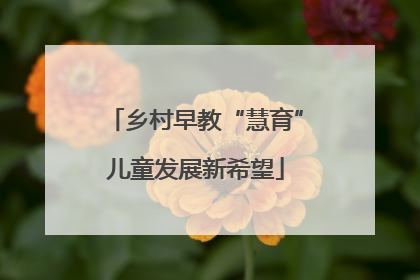 乡村早教“慧育”儿童发展新希望