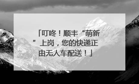 叮咚！顺丰“萌新”上岗，您的快递正由无人车配送！