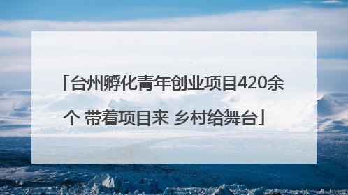 台州孵化青年创业项目420余个 带着项目来 乡村给舞台