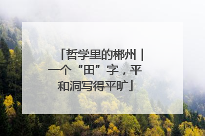 哲学里的郴州｜一个“田”字，平和洞写得平旷