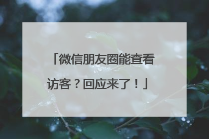 微信朋友圈能查看访客？回应来了！