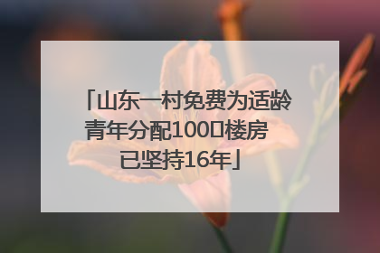 山东一村免费为适龄青年分配100㎡楼房 已坚持16年