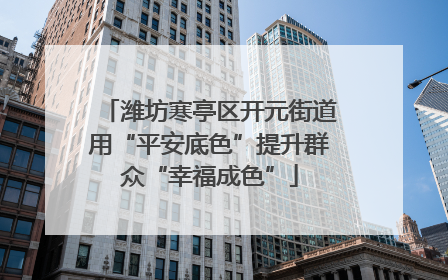 潍坊寒亭区开元街道用“平安底色”提升群众“幸福成色”