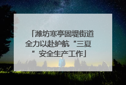 潍坊寒亭固堤街道全力以赴护航“三夏”安全生产工作