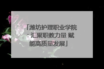 潍坊护理职业学院：汇聚职教力量 赋能高质量发展