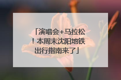 演唱会+马拉松！本周末沈阳地铁出行指南来了