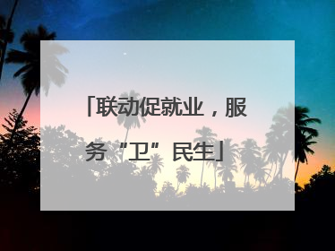 联动促就业，服务“卫”民生