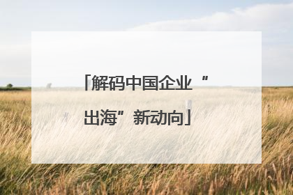 解码中国企业“出海”新动向