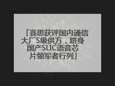 赛思获评国内通信大厂S级供方，跻身国产SLIC语音芯片领军者行列