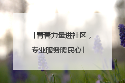 青春力量进社区，专业服务暖民心