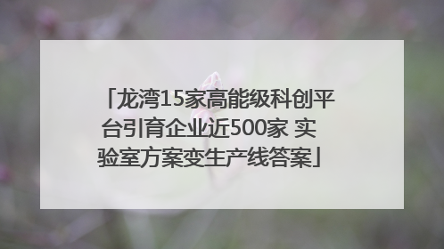 龙湾15家高能级科创平台引育企业近500家 实验室方案变生产线答案