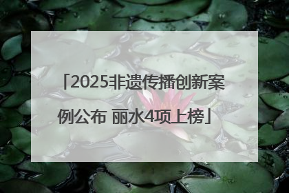2025非遗传播创新案例公布 丽水4项上榜